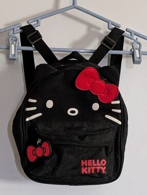 Hello Kitty Black Mini Backpack with Red Bows